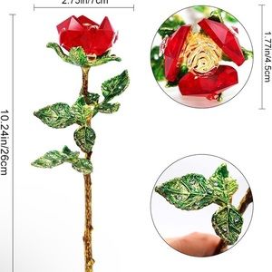 Red Artificial Roses Flower Fake Crystal Rose Flower Figurine Ornament S…